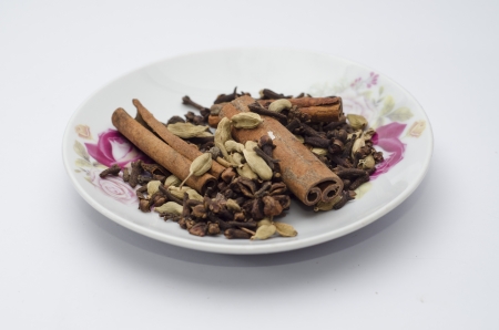 The spice is used for cooking captured on white background の写真素材