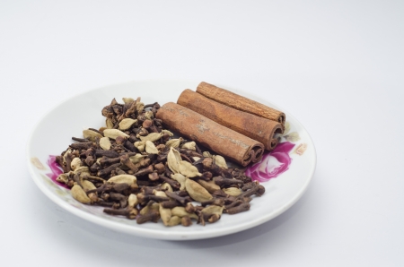 The spice is used for cooking captured on white background の写真素材