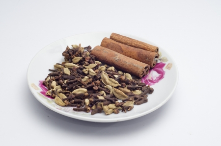 The spice is used for cooking captured on white background の写真素材