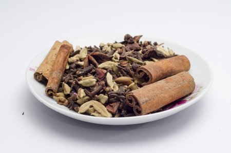 The spice is used for cooking captured on white background の写真素材