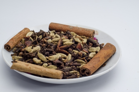 The spice is used for cooking captured on white background の写真素材