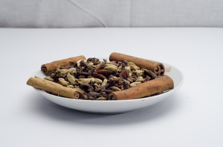 The spice is used for cooking captured on white background の写真素材