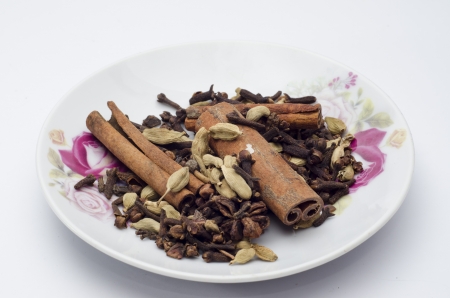The spice is used for cooking captured on white background.の写真素材
