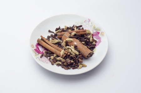 The spice is used for cooking captured on white background.の写真素材