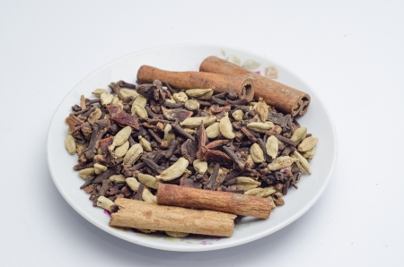 The spice is used for cooking captured on white background.の写真素材