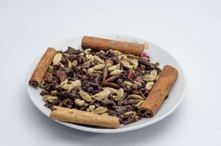 The spice is used for cooking captured on white background.の写真素材