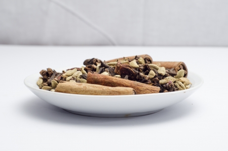 The spice is used for cooking captured on white background.の写真素材