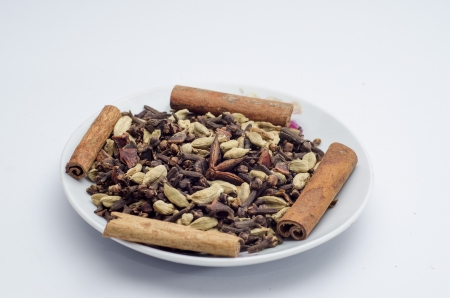 The spice is used for cooking captured on white background.の写真素材