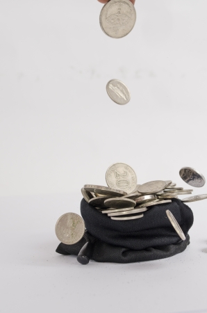 Malaysian Coin over white backgroundの写真素材