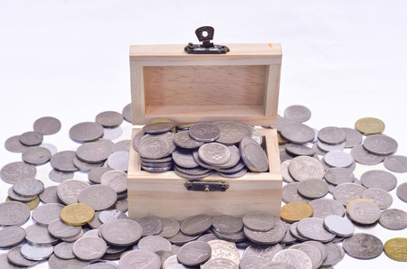 Malaysian Coin In A Box Shape like A Treasure Boxの写真素材