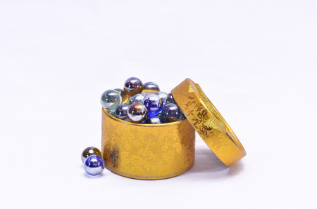 Marble In A Round Shape Yellow Boxの写真素材