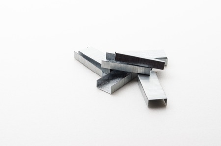 Staples stick/clip that can be used with stapler to organize paper.の写真素材