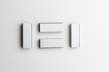 Staples stick/clip that can be used with stapler to organize paper.の写真素材