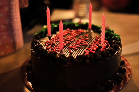 Wedding cakes on wedding ceremony. Bride and groom will cut the cake into slices and let the audience taste the cake.の写真素材