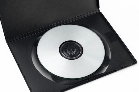CD DVD with case box over white background