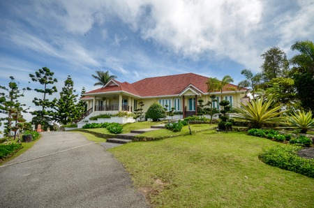 Beautiful building with landscape in Jerai Mountain with blue sky and cloudのeditorial素材