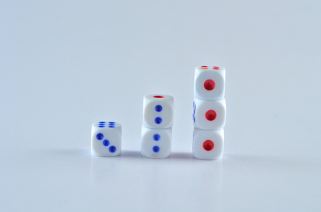 Group of White dice over white backgroundの写真素材