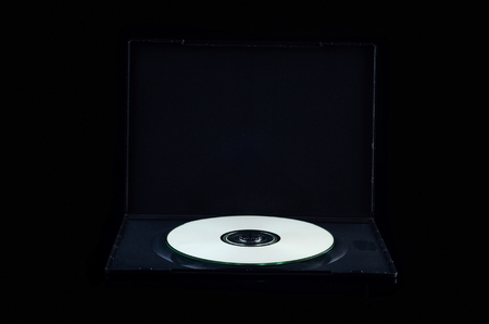 CD DVD with case box over black backgroundの写真素材