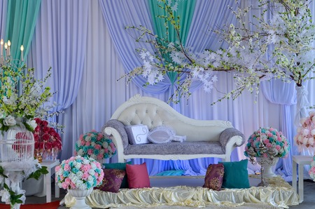 Bridal Dais of Malaysian Tradition in Wedding Ceremony. The must have culture in Malay Tribe in Malaysia.の写真素材