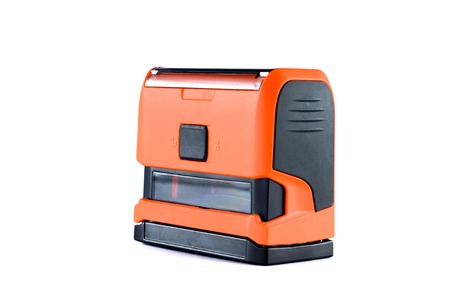 Orange Office stamp on white backgroundの写真素材