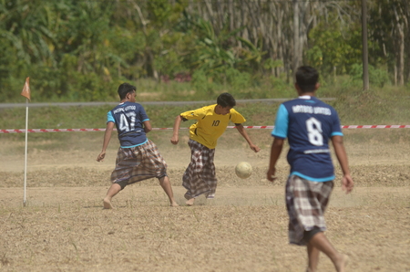 Perlis, Malaysia - March 04, 2017: Perlis East Wind Carnival was a yearly event of Perlis. Consist of food booth, game, challange, contest, and fun park. Village Footballのeditorial素材