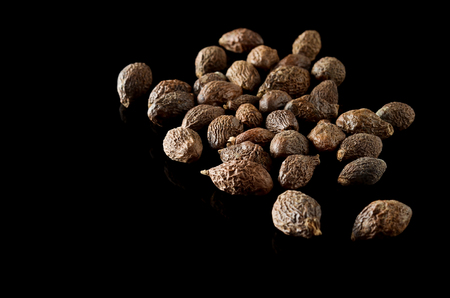 Malva nut tree or Taiwan sweet gum tree or Sterculia lychnophora over black background
