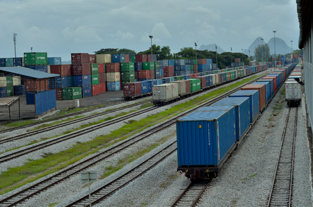 Perlis, Malaysia - September 18, 2016: cargo central of northern malaysia. Used to store cargo and transport it to Thailand and Singapore using train roadのeditorial素材