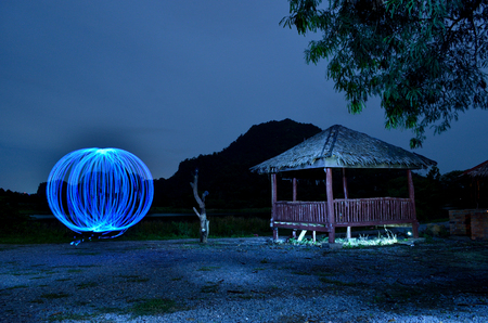 Light ball abstract at nightの写真素材