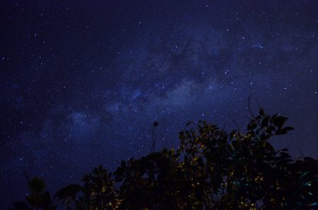 Milkyway over night sky. Image contain excessive noise and grain from long exposure