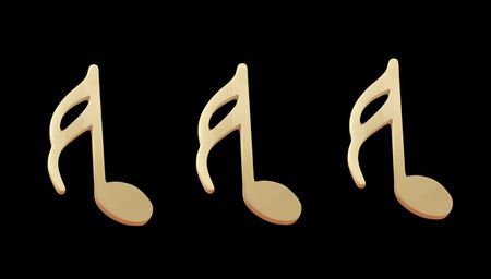 music note quater beat 3 of them in black backgroundの写真素材