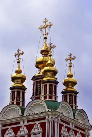golden cross sign of jesus of church at novodevichy conventの写真素材
