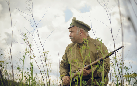 POKROVSKOE, SVERDLOVSK OBLAST, RUSSIA - JULY 17, 2016: Historical reenactment of Russian Civil war...