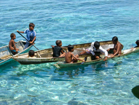 Bajau Laut, Sea gypsies of Sabah Malaysiaのeditorial素材