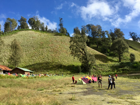 Beautiful scenes in Ranu Kumbolo, Semeru National Parkのeditorial素材