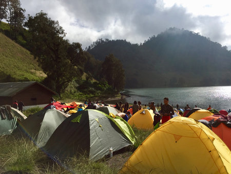 Beautiful scenes in Ranu Kumbolo, Semeru National Parkのeditorial素材