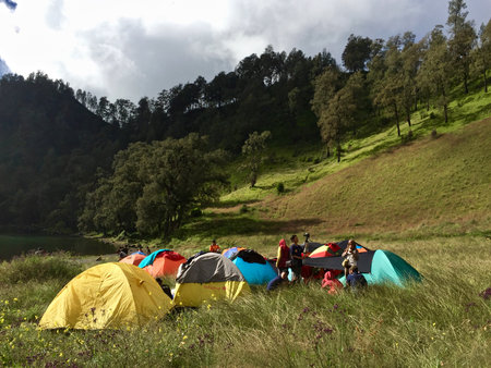 Beautiful scenes in Ranu Kumbolo, Semeru National Parkのeditorial素材