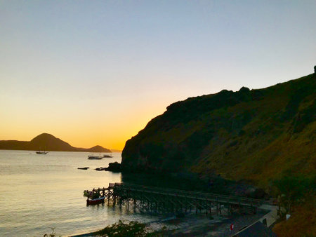 Sunset at the beach of the island of San Miguel, Azoresの写真素材