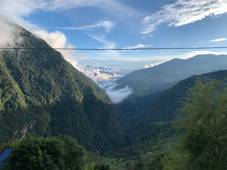 Mountains and clouds in Annapurna Circuit Trek, Nepal