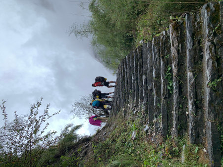 Hikers on the road to Machu Picchu, Peru.