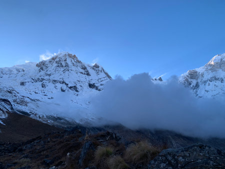 Mountain landscape in Cordillera Huayhuash, Peru, South Americaの写真素材