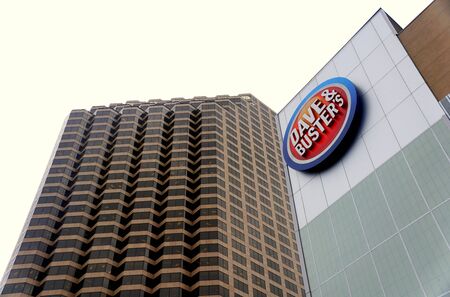 New Orleans, Louisiana, U.S.A - February 2, 2020 - The view of the Dave and Buster's and Hyatt House...