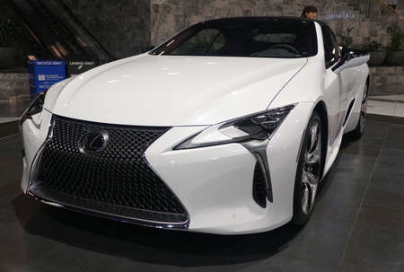 Philadelphia, Pennsylvania, U.S.A - February 9, 2020 - The front view of the white color 2020 Lexus...
