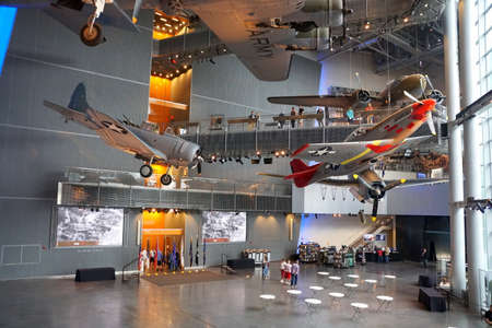 New Orleans, Louisiana, U.S.A - February 4, 2020 - The fighter jets hanging on the ceiling at The National World War II Museumのeditorial素材