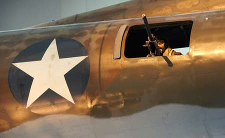 New Orleans, Louisiana, U.S.A - February 4, 2020 - Close up of a sniper with a machine gun of the...