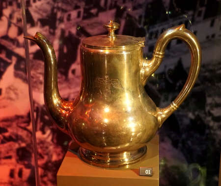 New Orleans, Louisiana, U.S.A - February 4, 2020 - The German Nazis silver teapot used during World War IIのeditorial素材