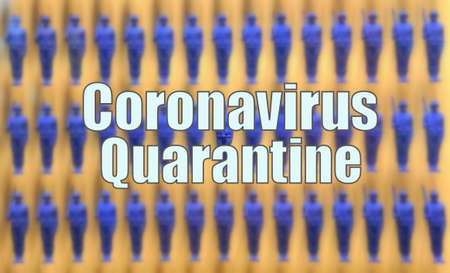 Coronavirus Quarantine on a blue abstract backgroundのeditorial素材