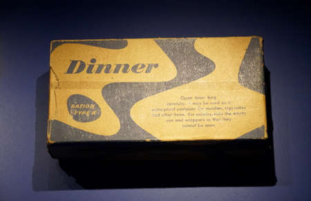 New Orleans, Louisiana, U.S.A - February 4, 2020 - The box of Dinner Ration Type K, the individual...