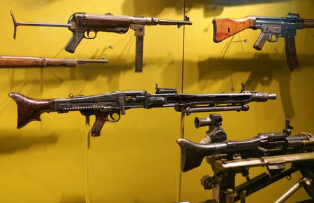 New Orleans, Louisiana, U.S.A - February 5, 2020 - The variety of guns and weapons used in World War...