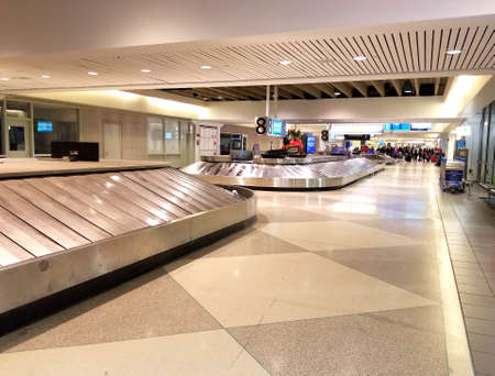 Philadelphia, Pennsylvania, U.S.A - March 15, 2020 - The empty airport baggage claim during...