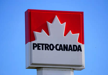 Ontario, Canada - October 28, 2019 - The Petro-Canada gas station signのeditorial素材